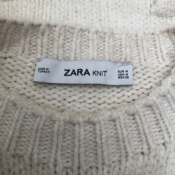 Zara Knit M Cream Chunky Bobble Sweater Pullover Boxy Oversized EUC - Picture 7 of 10
